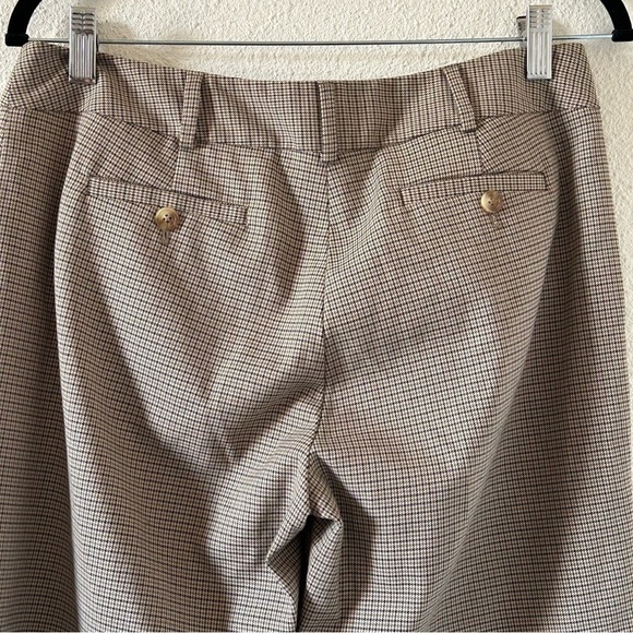 Michael Kors Grammercy Fit Slacks 8P Beige Glen Houndstooth Wide Straight Leg - Picture 5 of 11